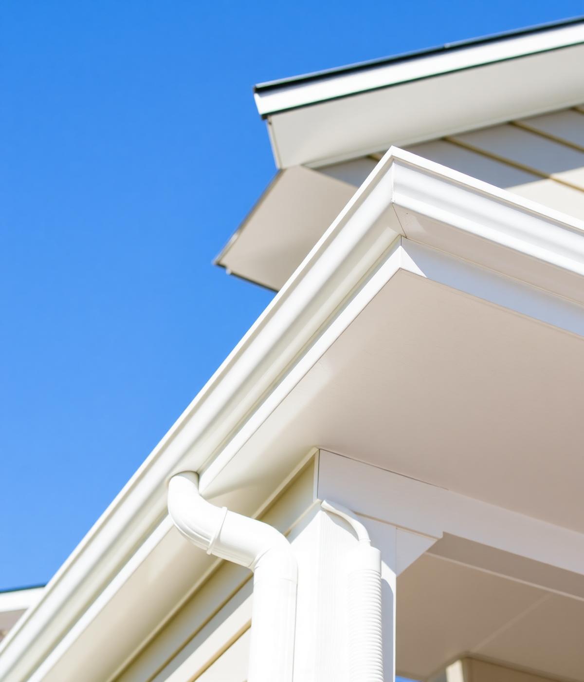 Detail of new seamless gutters, soffit and fascia